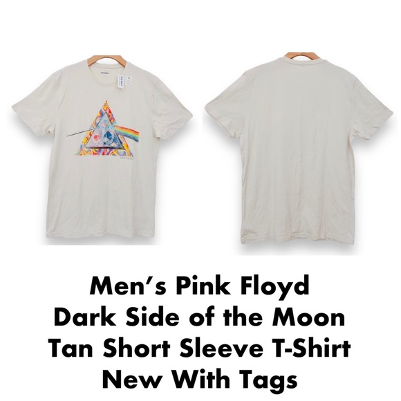 Pink Floyd Men’s Dark Side of the Moon Tan Short Sleeve T-Shirt - NWT - Picture 1 of 8